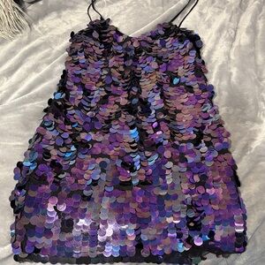 Francesca's Collections Black and purple sequin dress